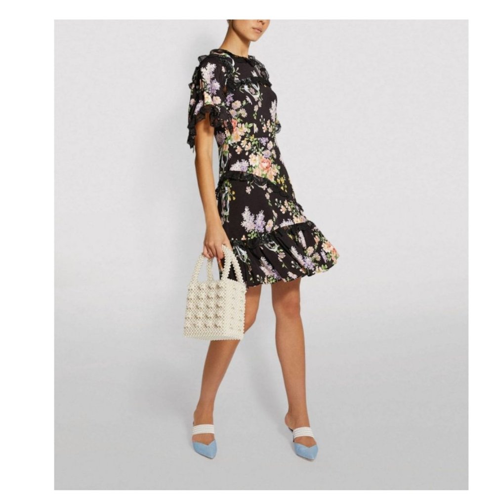 Floral Diamond Elsa Mini Dress, Needle and Thread , US 4